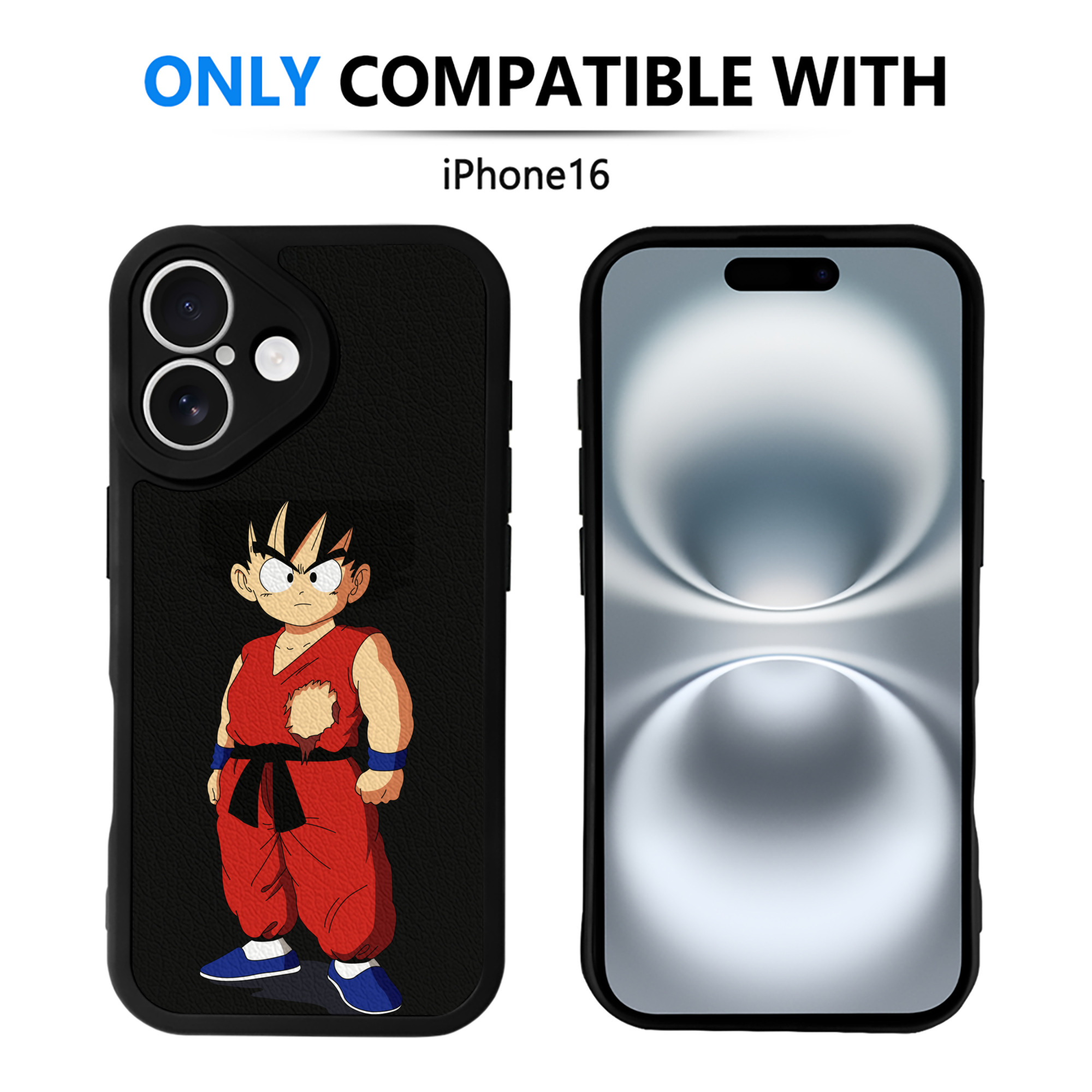 （画像用） ドラゴンボール 孫悟空（そん ごくう）Son Goku カカロット DRAGON BALL Kakarotto 【iPhone 16シリーズ対応】シリコンスマホケース（レザー調） 材質：シリコン